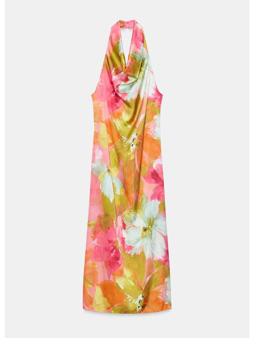 Zara Floral Halter Midi Dress in Yellow and Pink - Picture 2 of 3